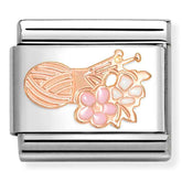 Nomination Composable Classic Link 430202/29 Wool & Knitting Needles 9K Rose Gold and Enamel